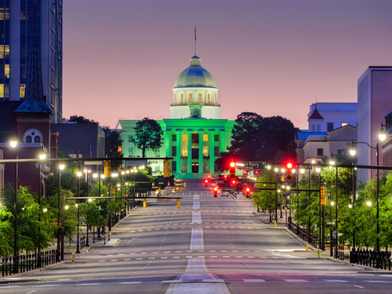 Montgomery, Alabama  with the State Capitol