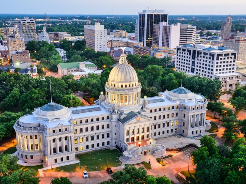 Jackson, Mississippi skyline over the Capitol Building