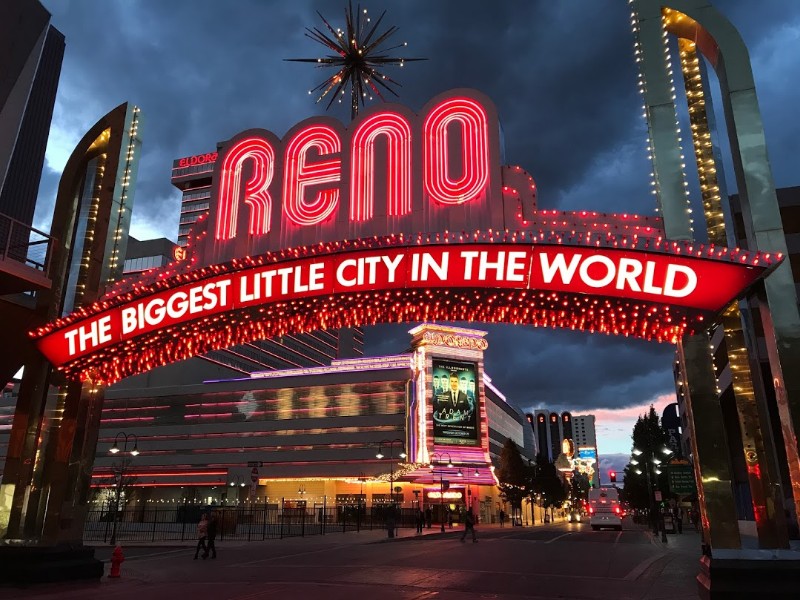 The Reno sign at night