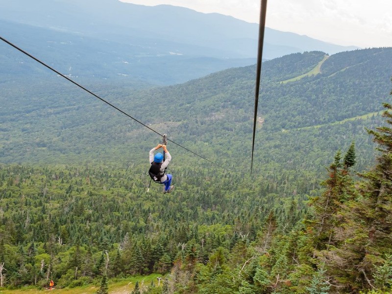 Zip lining at Stowe Mountain Resort, Vermont