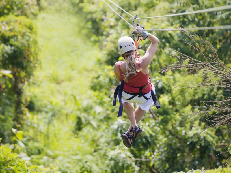 woman zip lining