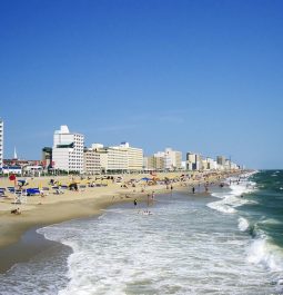 hotels and condos overlooking crowded beach