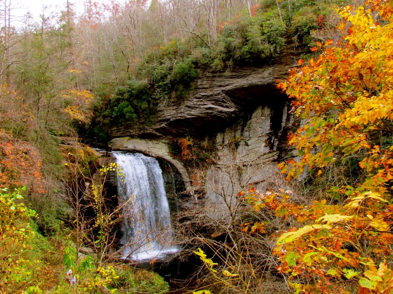 Looking Glass Falls in autumn, Pisgah National Forest near Asheville, NC