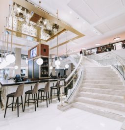 all-white bar at luxury hotel in chicago