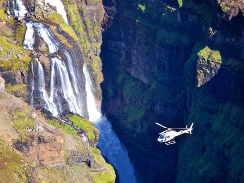 Reyjavik Helicopters, Iceland - over Glymur Waterfall