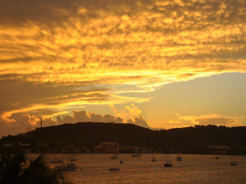 Sunset over a harbor in Culebra, Puerto Rico