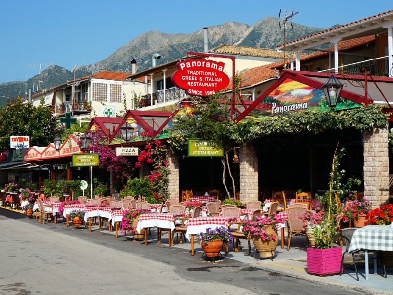 Tavernas in Nidri, Lefkada, Greece