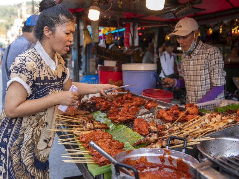 street vendor in Phuket, Thailand food market