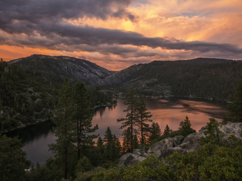 Pinecrest Lake, California at sunset