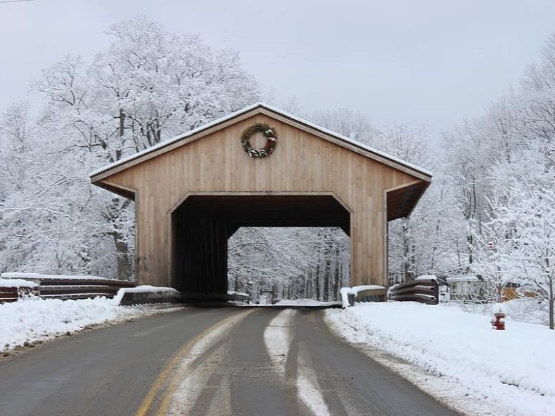 Jackson, New Hampshire covered bridge in the winter