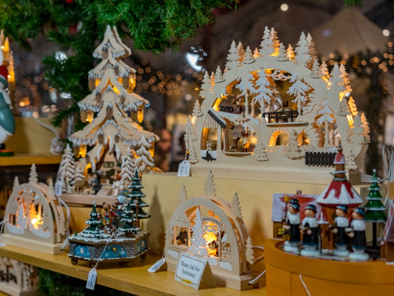 Specialty items are on sale at the Christkindlmarket.