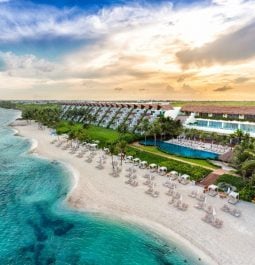 grand velas oceanfront resort with sandy beach