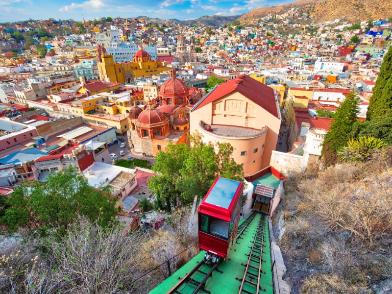 Panoramic view of Guanajuato City from the funicular