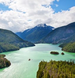 stunning lake surrounded by mountains