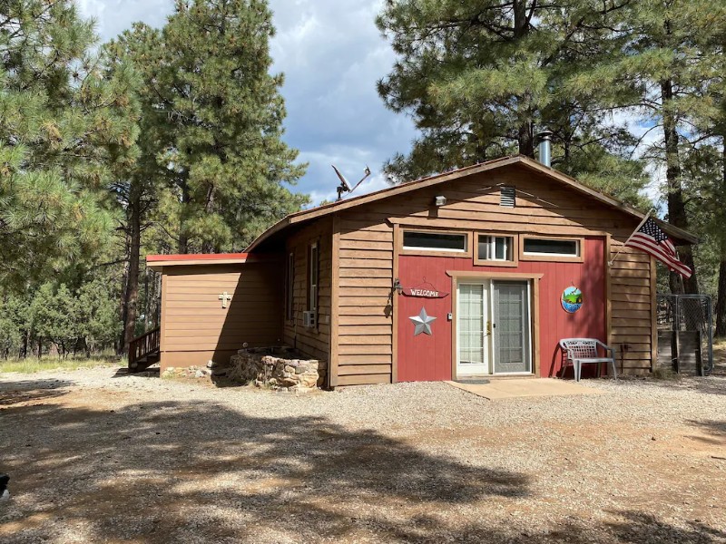 Exterior of Cabin Nestled Away in the Sacramento Mountains