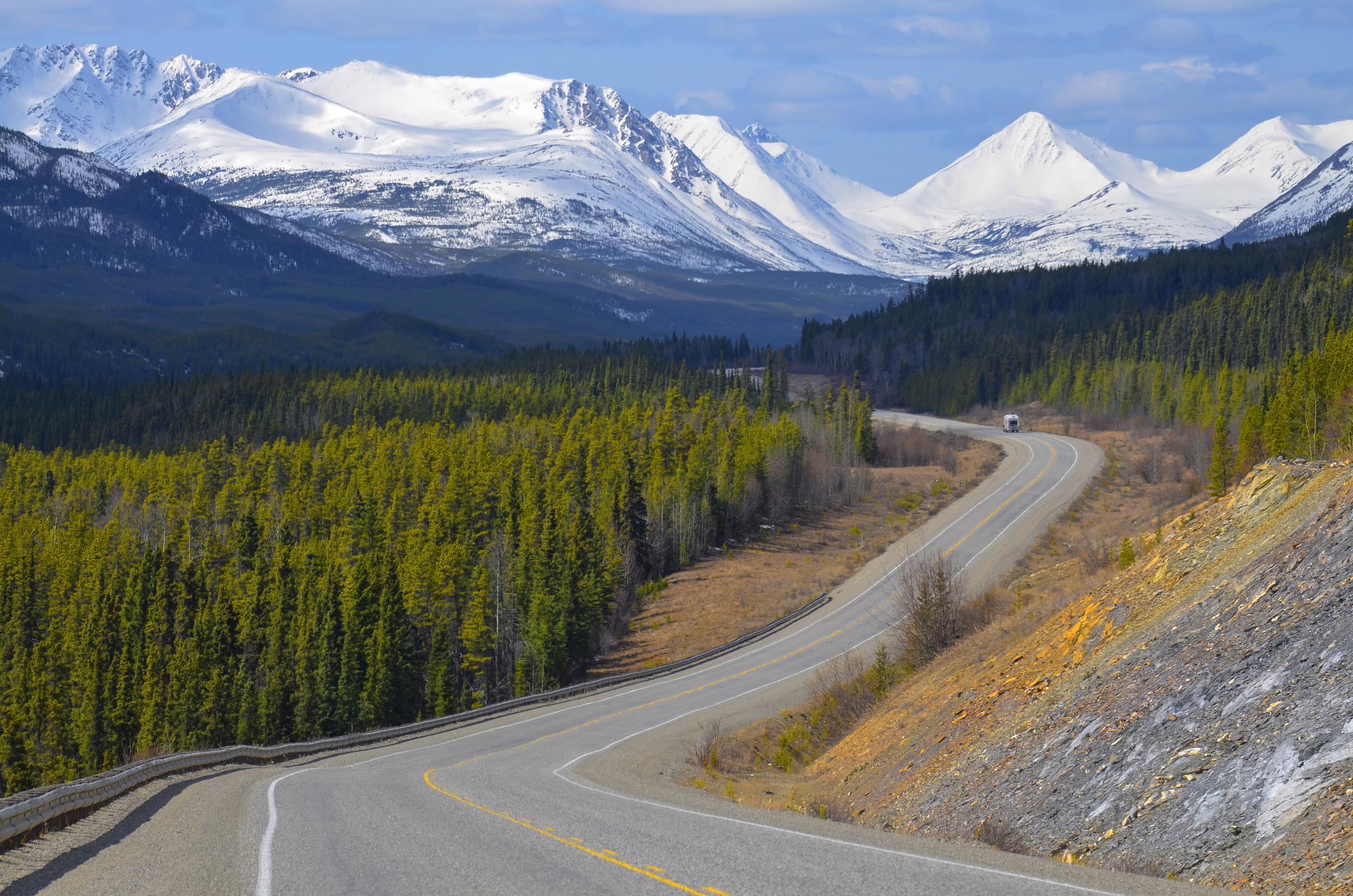 Scenic view of the Alaska Highway in the Yukon Territory, Canada