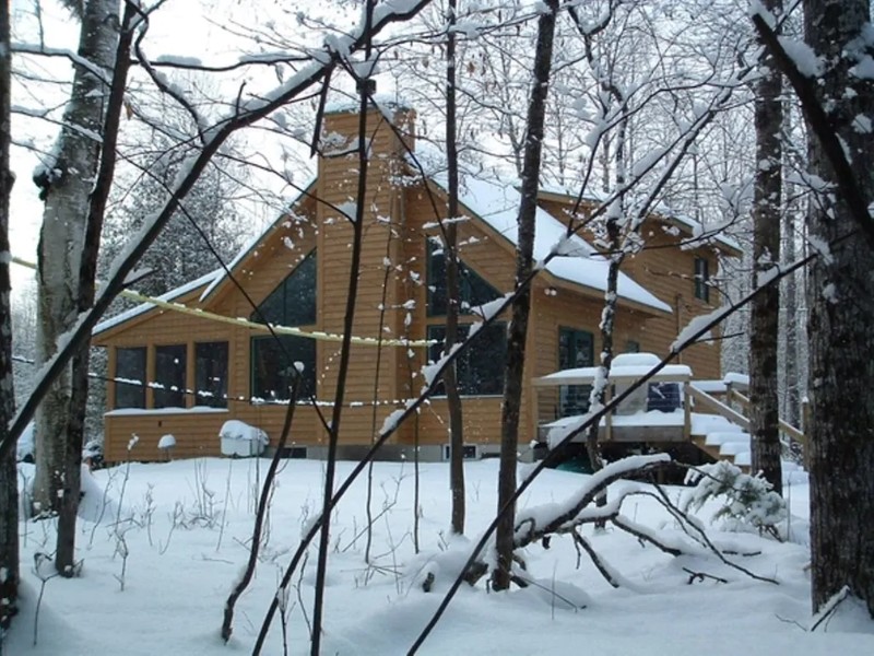 Snowy day at the beautiful Betsie River Cabin