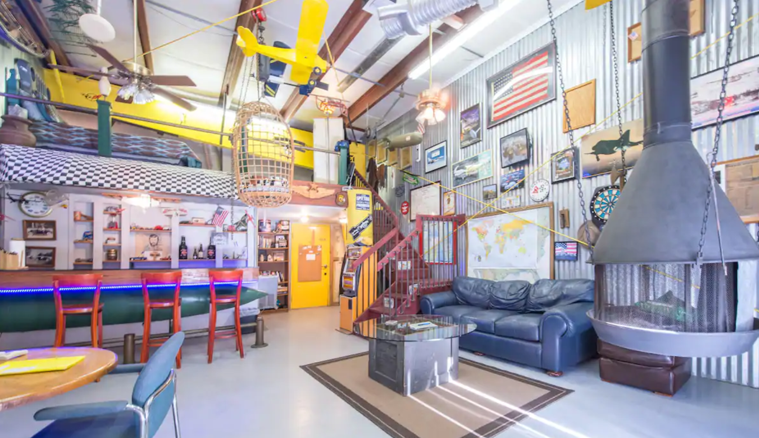 Man Cave in an Airplane Hangar