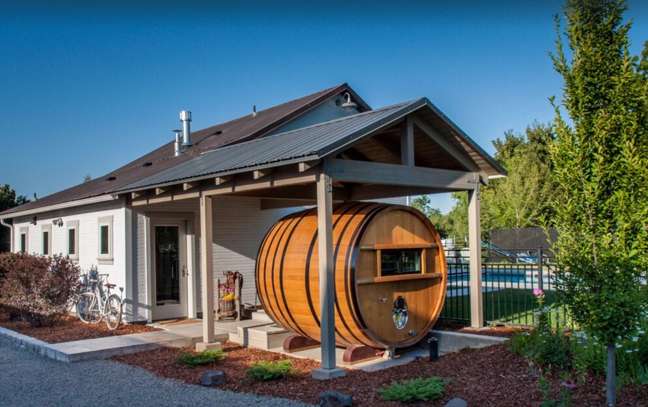 Wine barrel room at Bryant Barn