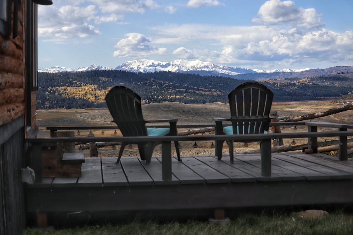 View from the back deck of Bridger Teton Wyoming Range Cabin 