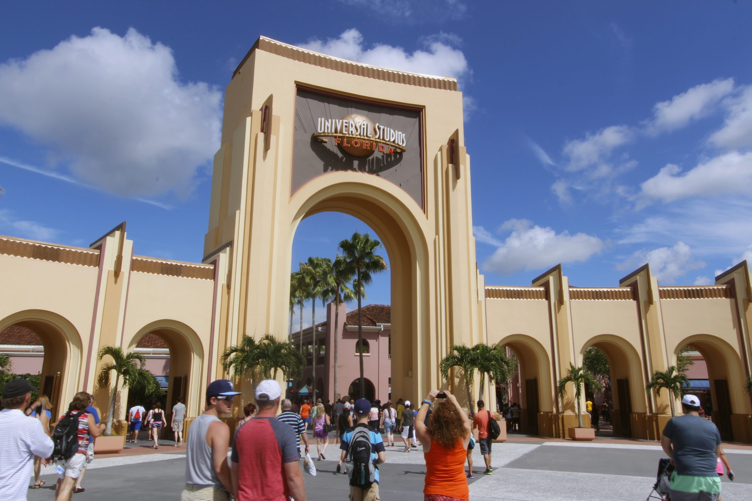 The iconic entry arch that leads to Universal Studios Florida