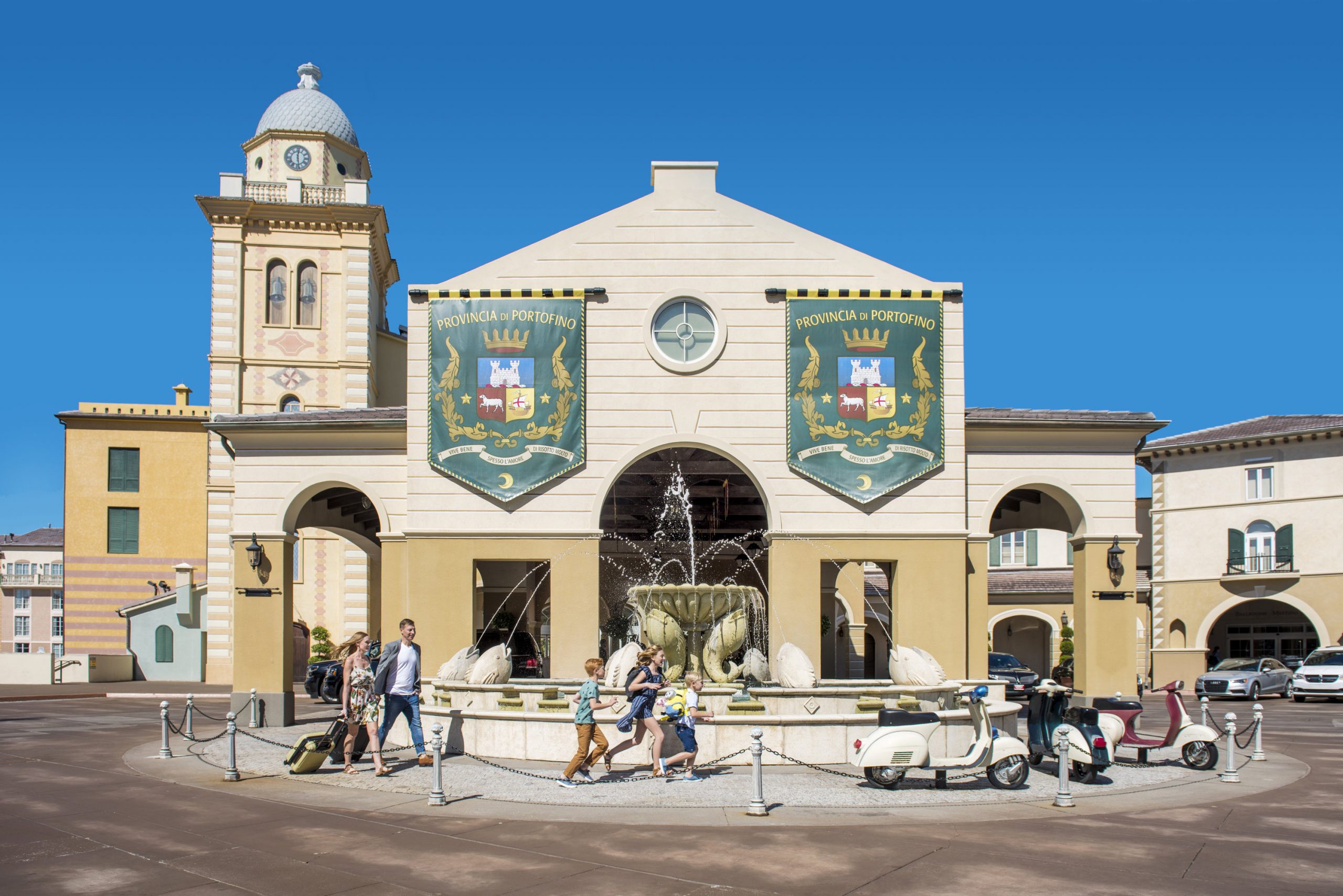 Loews Portofino Bay Hotel is reminiscent of the Italian village by the same name.