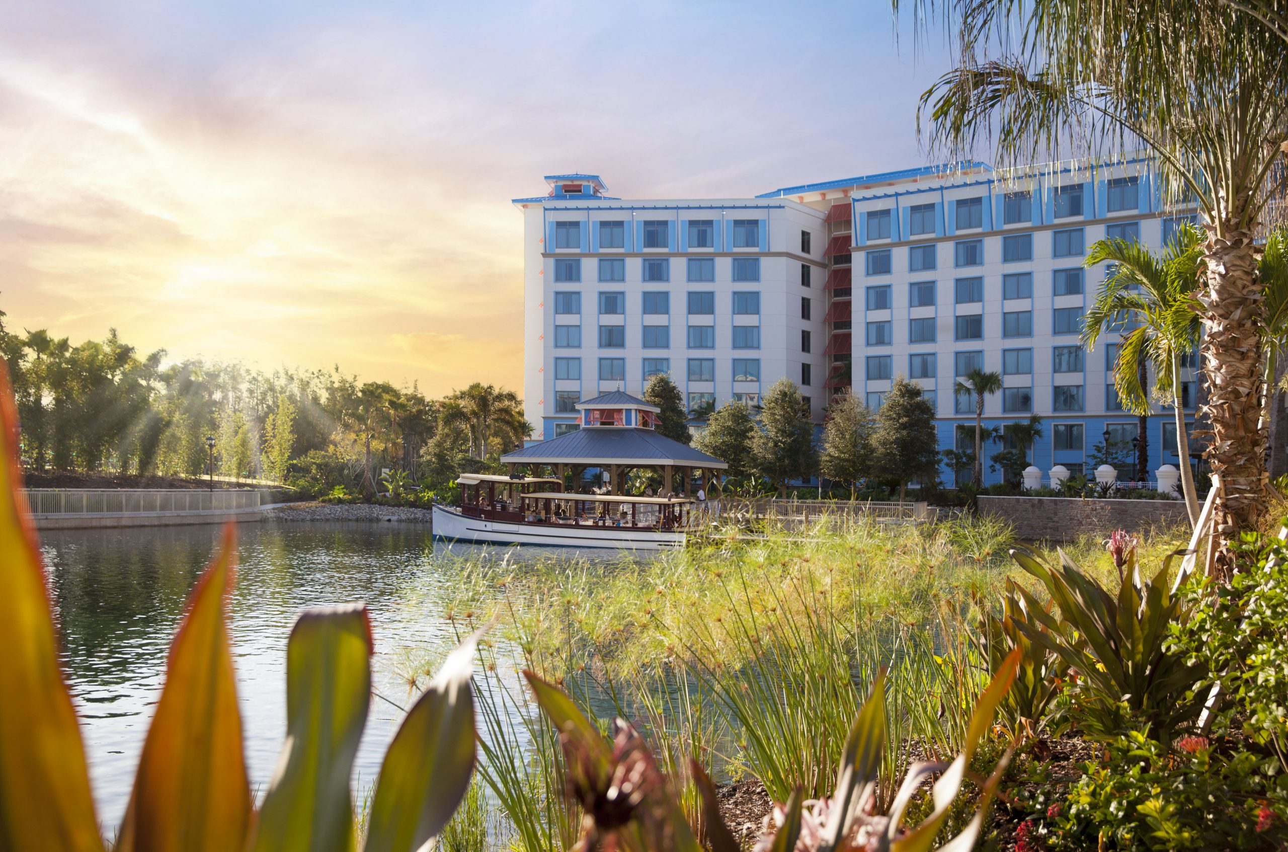 Loews Sapphire Falls Resort is surrounded by lush lagoons.