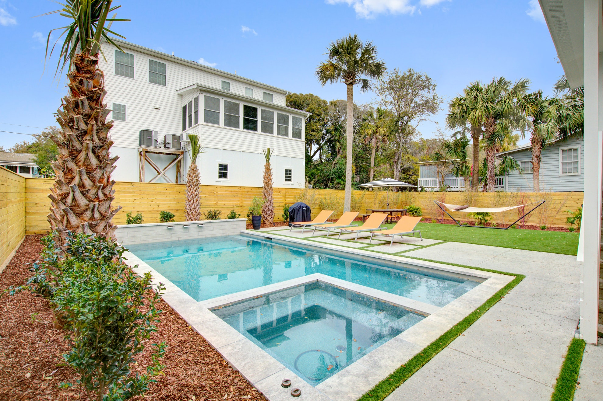 Bright, dog-friendly home w/ private pool & pool spa - short walk to beach