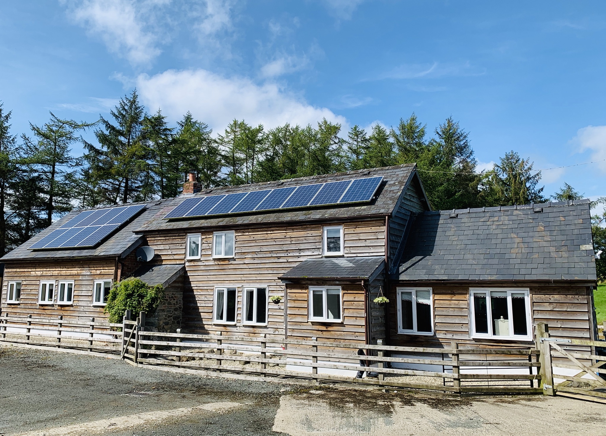 Exterior of wooden farmhouse in mid Wales