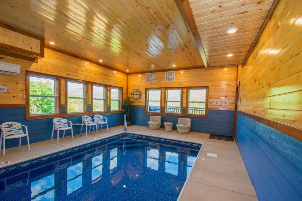 This newly built Vrbo rental has an indoor pool