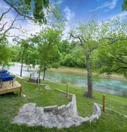 Deck with chairs overlooking the river