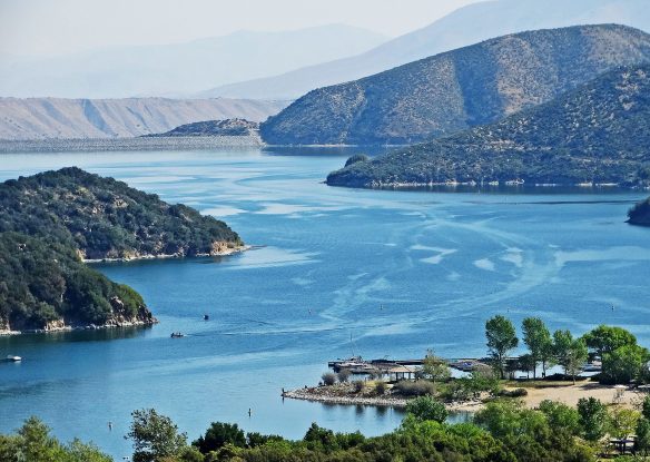 Mountains surround the beautiful Silverwood Lake in San Bernardino