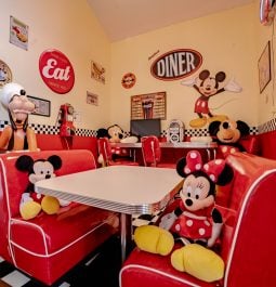 Mickey Mouse themed red and white diner