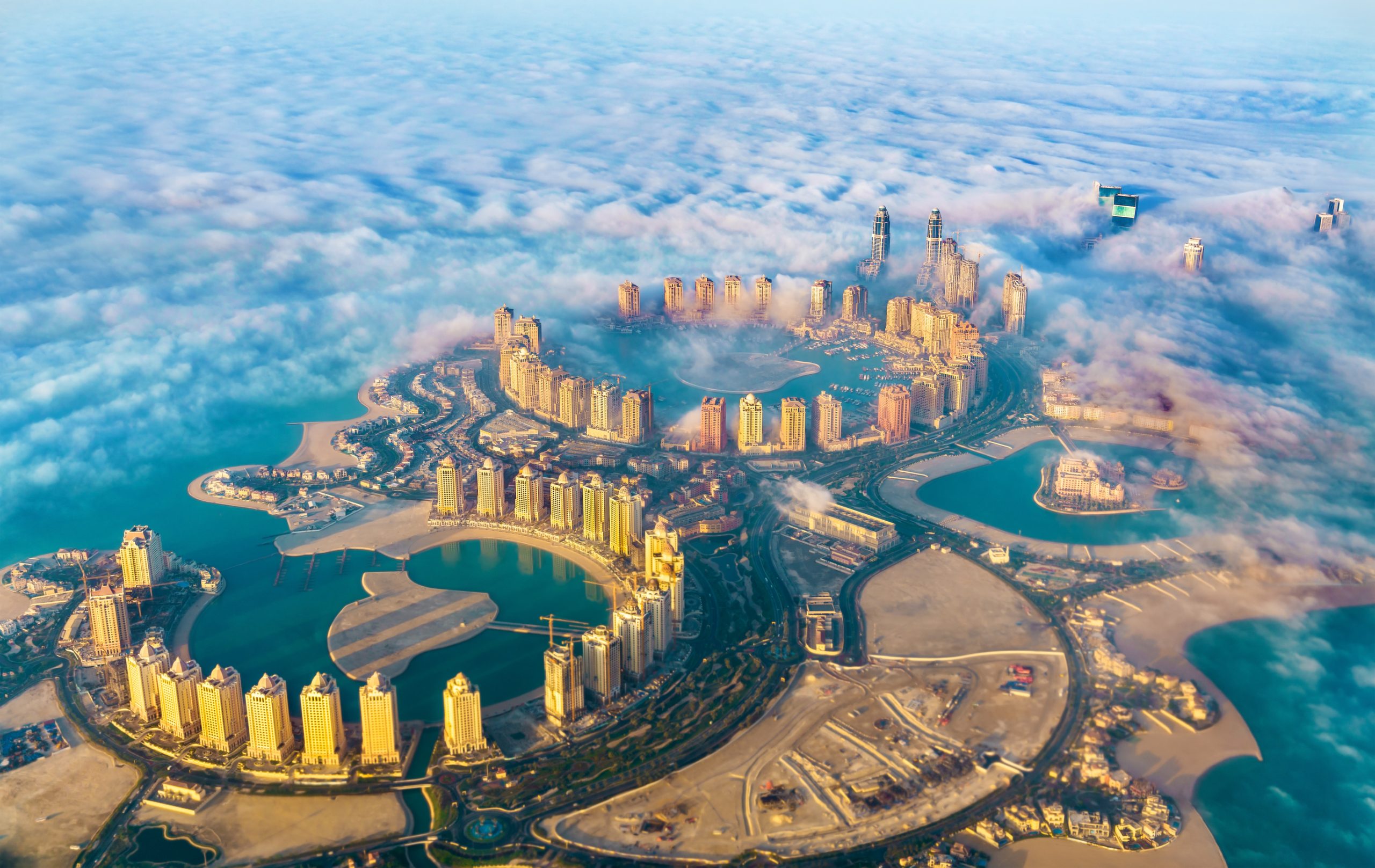 Aerial view of the Pearl-Qatar island in Doha