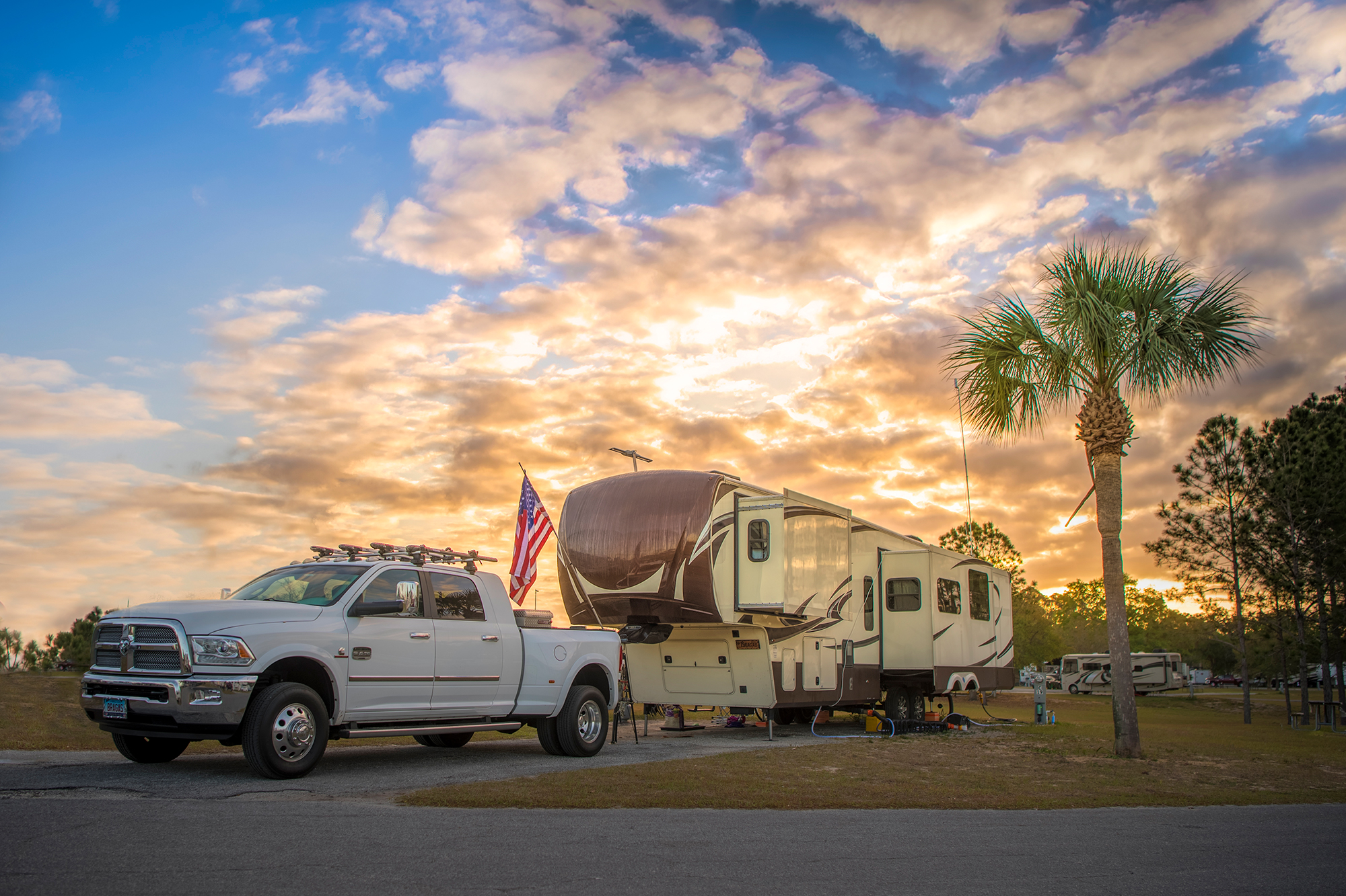 Sunset with RV in foreground