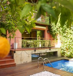 House with enclosed pool and garden