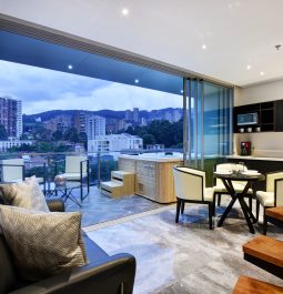 Living room with views over the city