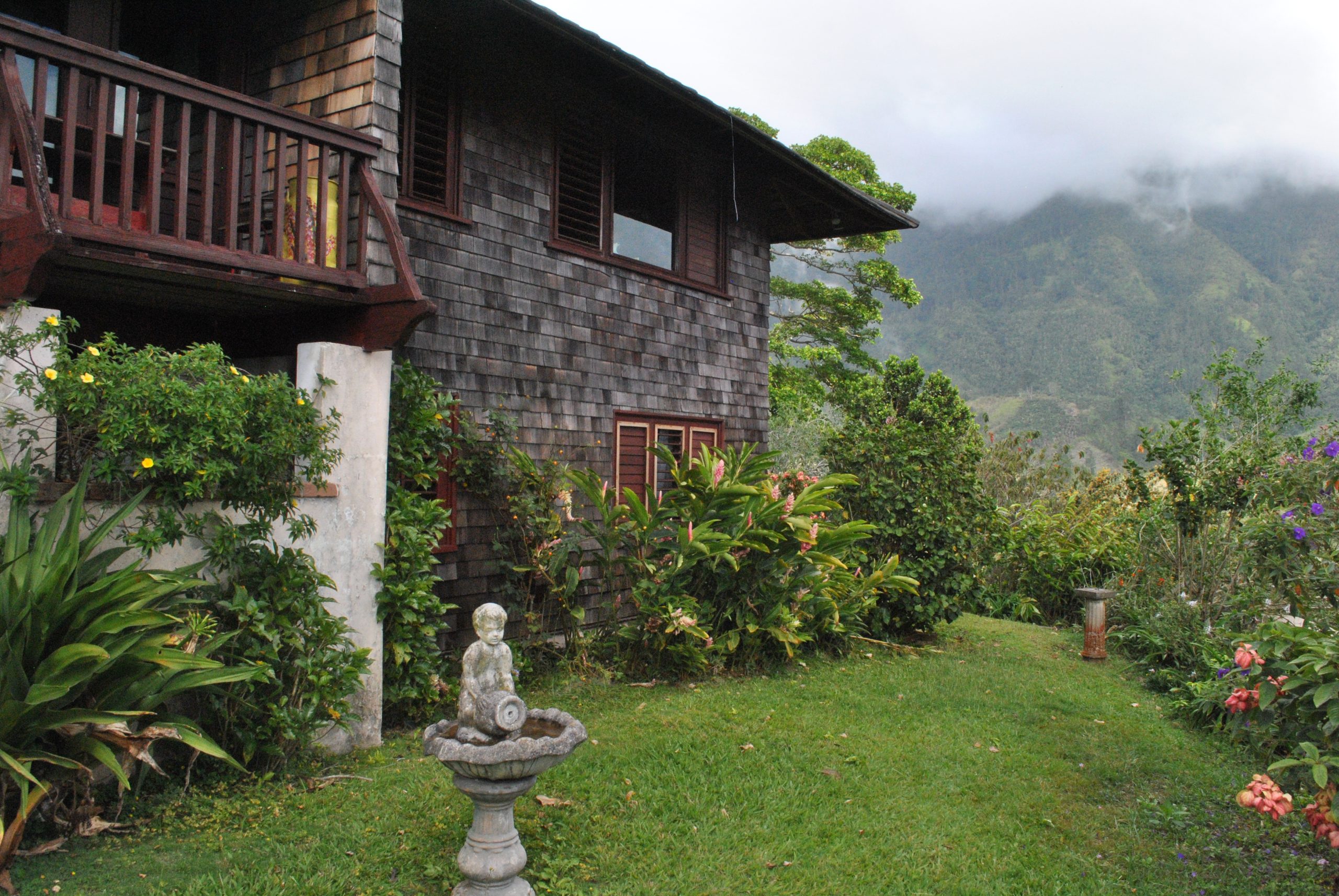 Misty cottage in the mountains