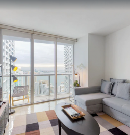 Bright furnishings with patio window view