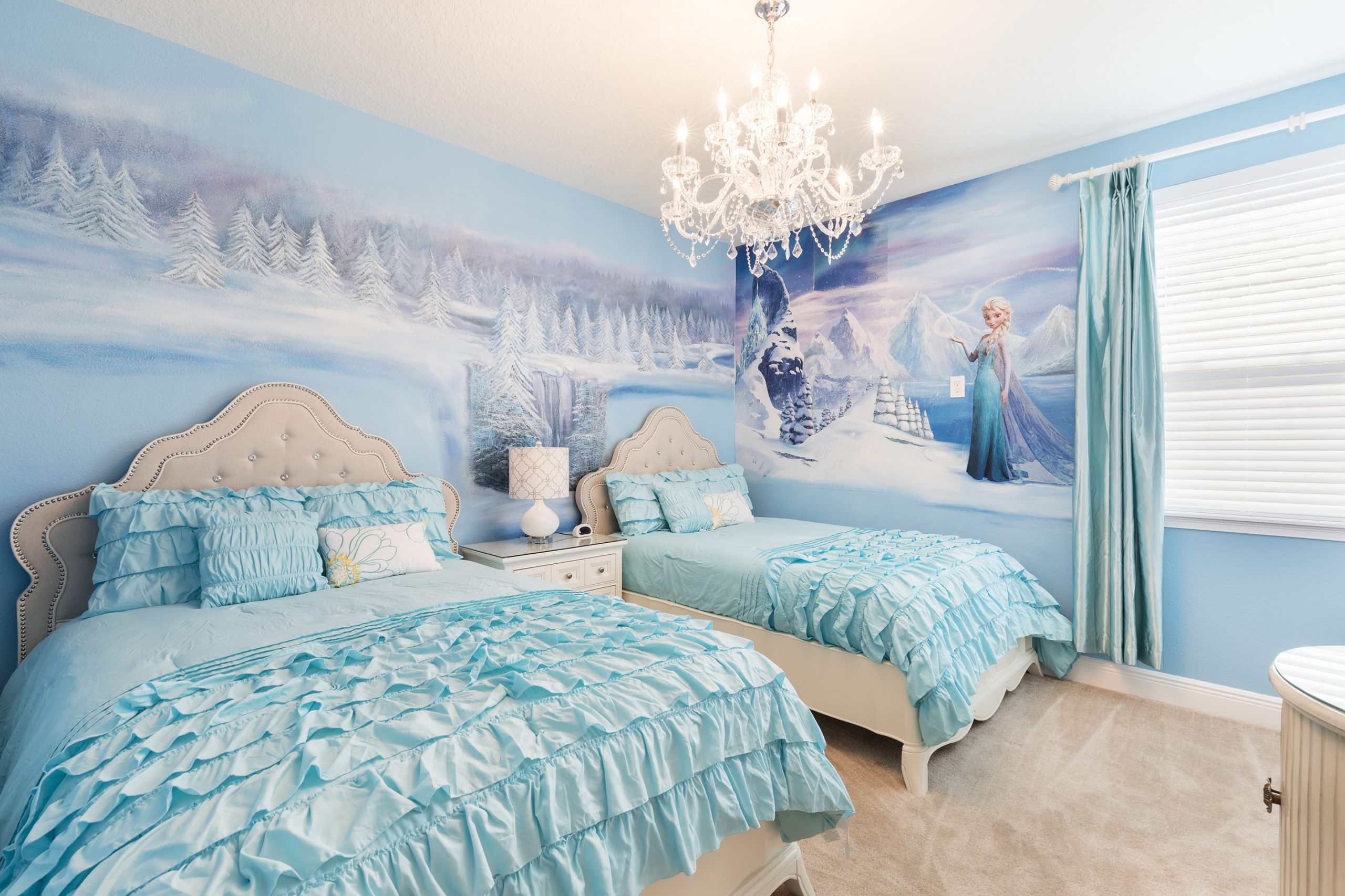 Frozen themed bedroom with pastel decor