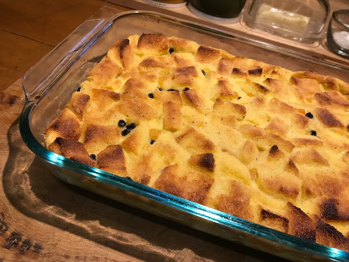 French vanilla bean brioche breakfast pudding