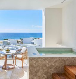 room with Jacuzzi tub looking out to the ocean