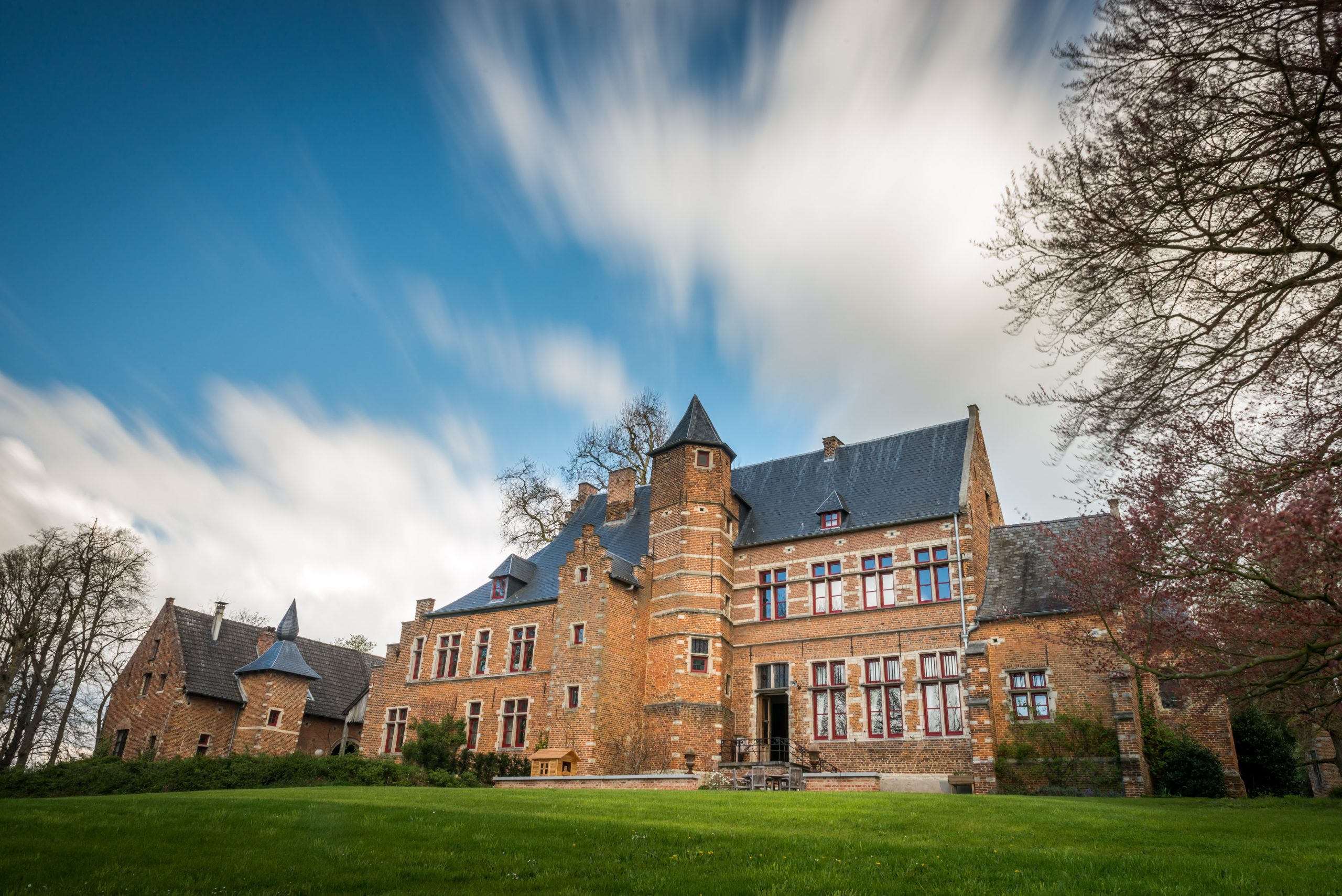 Spacious castle set on manicured grass