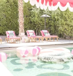 Pool and pink decor at home