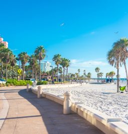 Clearwater beach with beautiful white sand in Florida USA