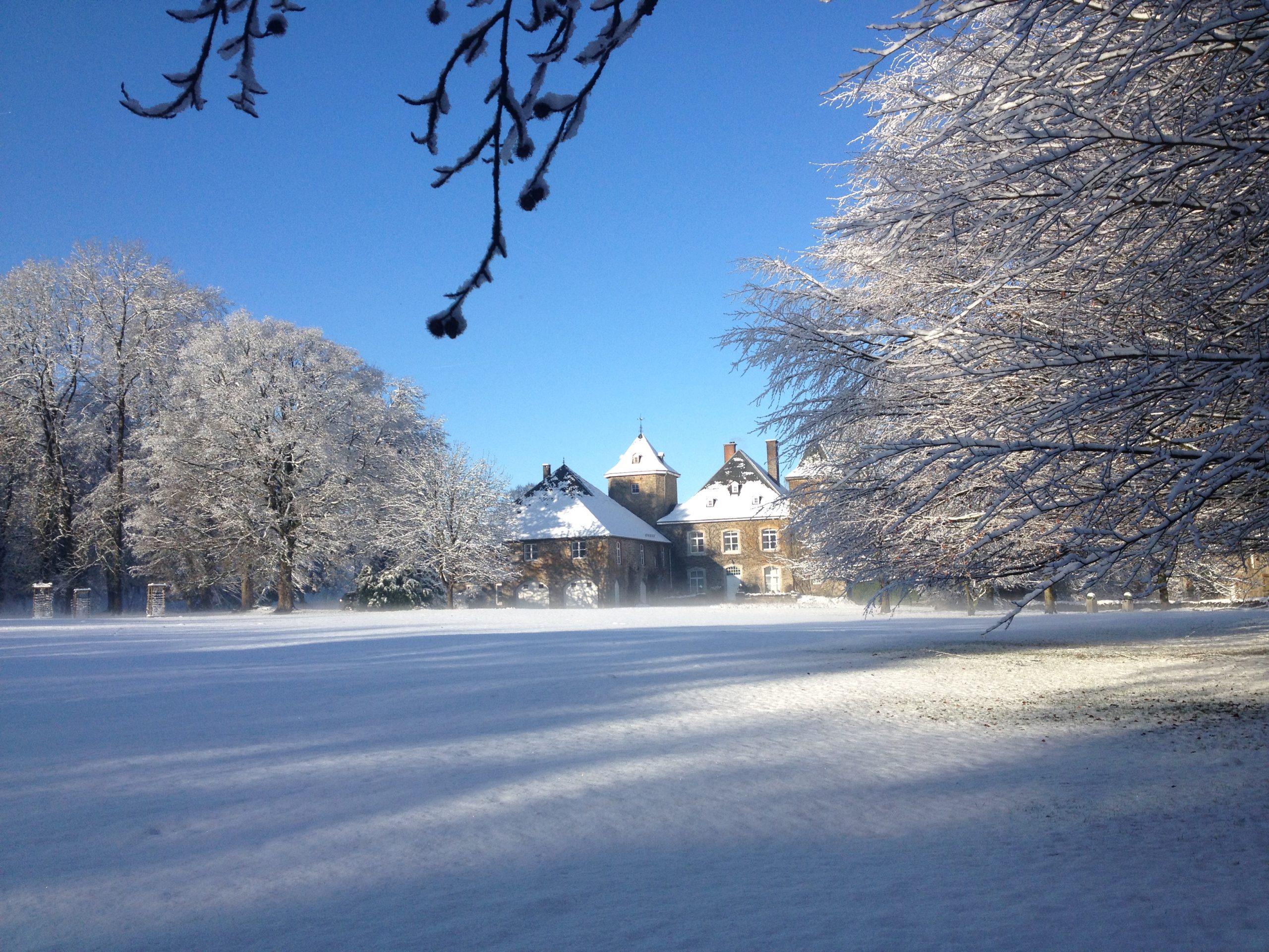 The castle hidden with a blanket of snow