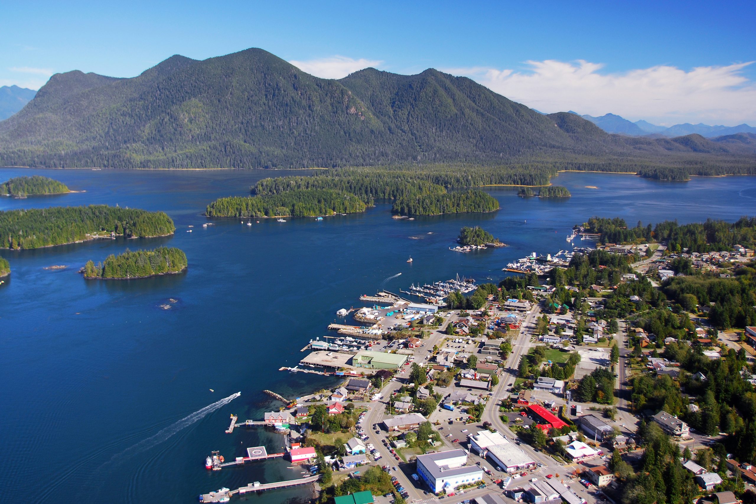 Aerial view of Tofino, BC, Canada