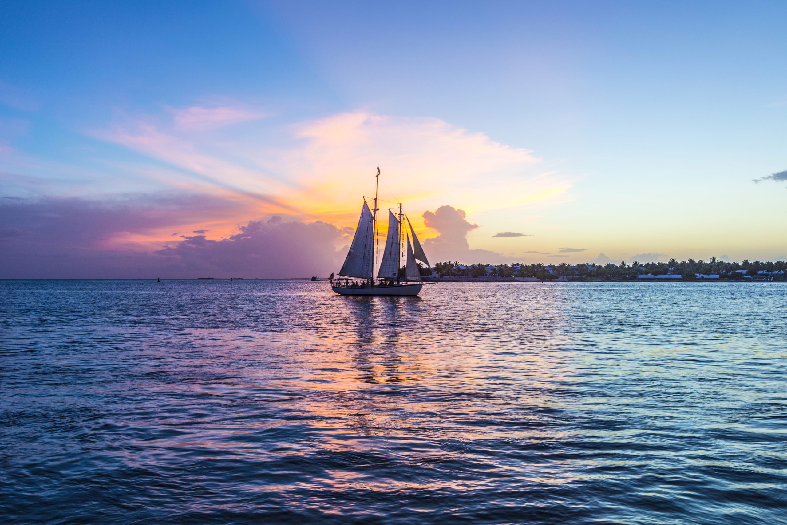 ship sailing into the sunset, Key West