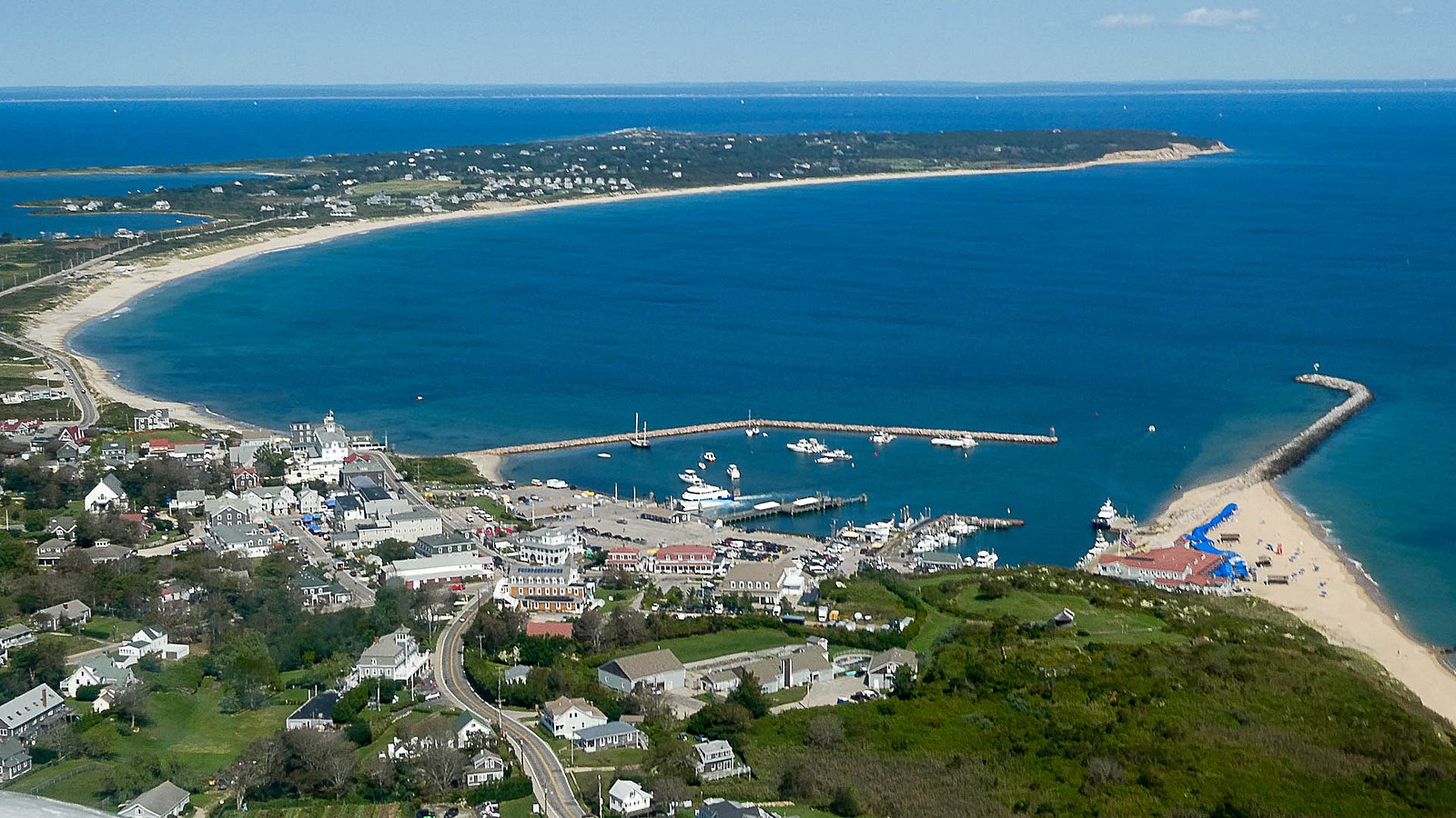 Aerial view of New Shoreham on Block Island, Rhode Island