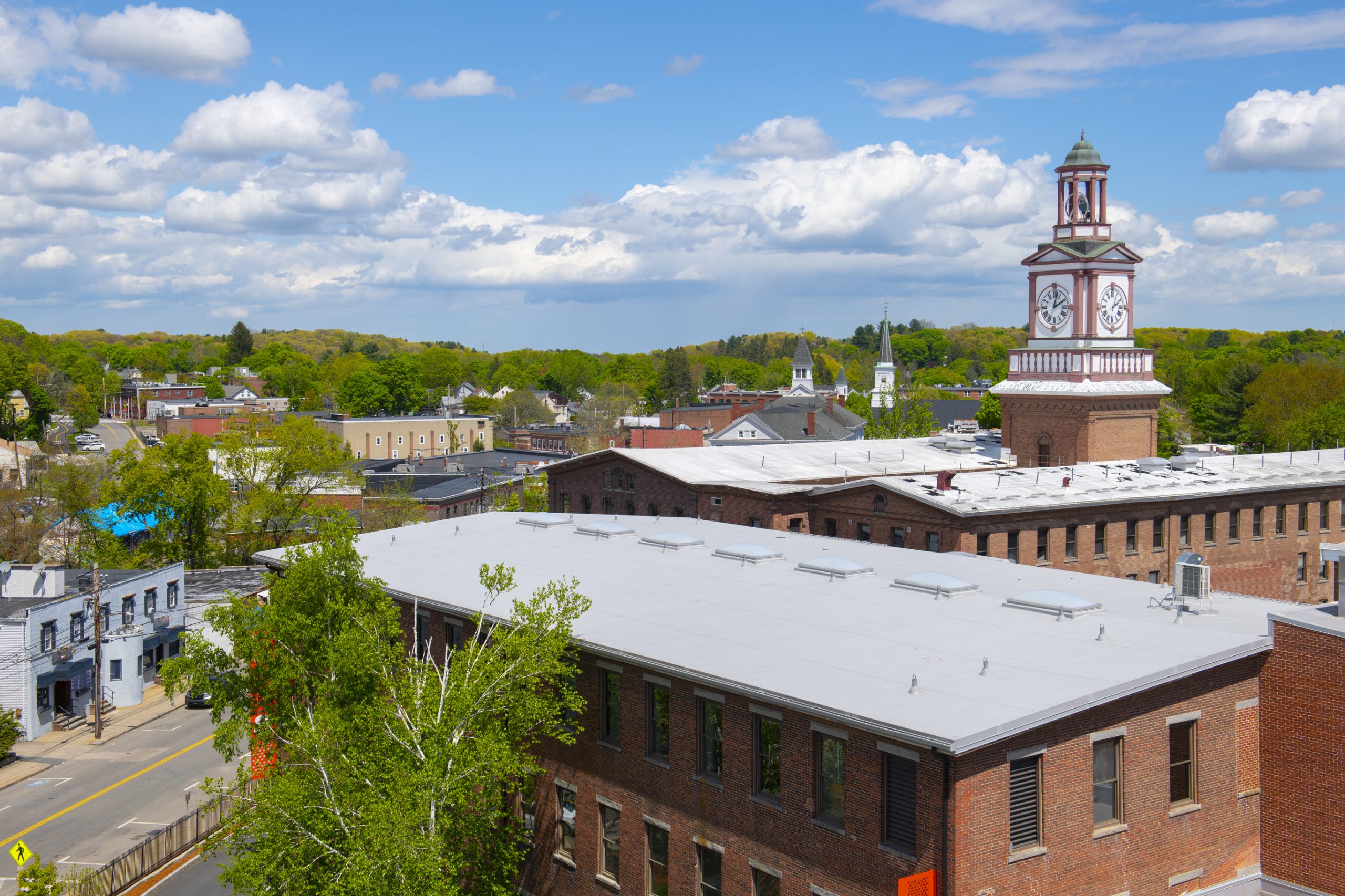 The historic Assabet Woolen Mill and clock tower